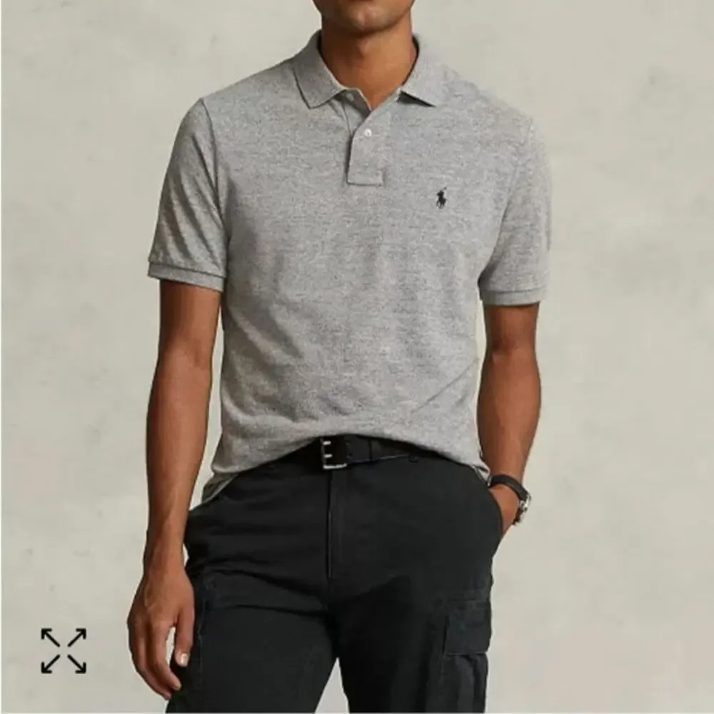 Polo Ralph Lauren Men L Polo Shirt Classic Fit Interlock Pony Gray Casual Cotton